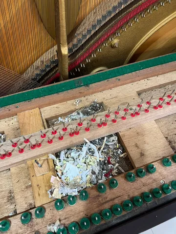 Key-bed debris before cleaning