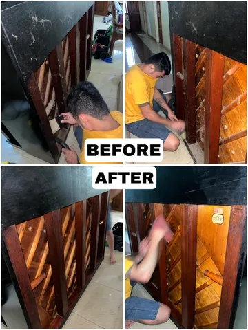 Piano back cleaning · before & after